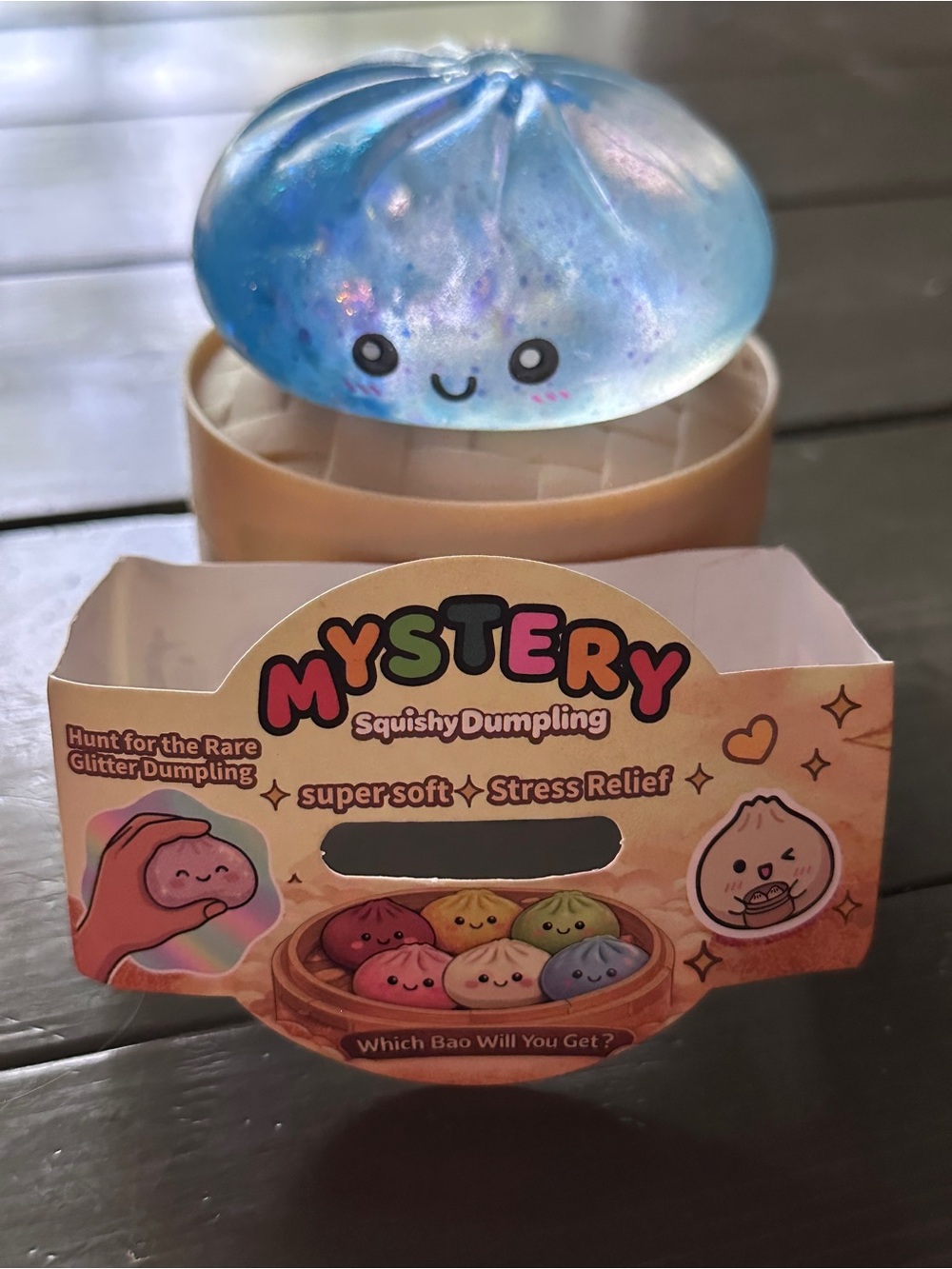 Squishy Dumpling - Blue Glitter Stress Relief Toy